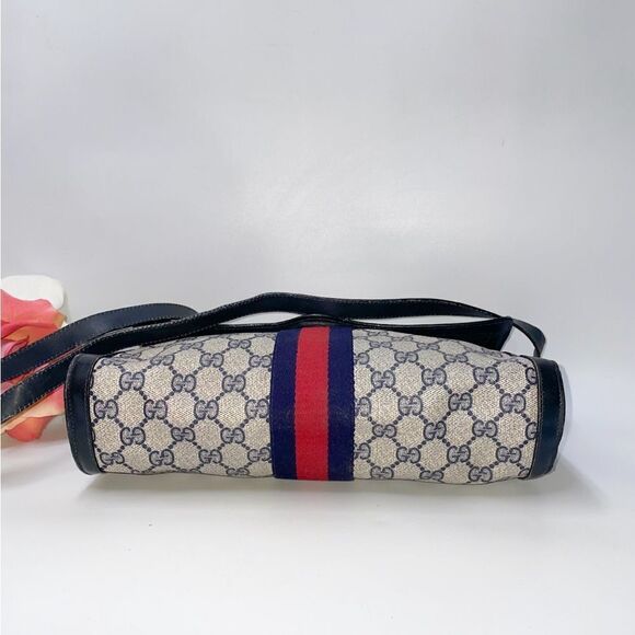 Authentic GUCCI Blue Web Ophidia Front Flap Shoulder Bag Crossbody - Picture 3 of 12